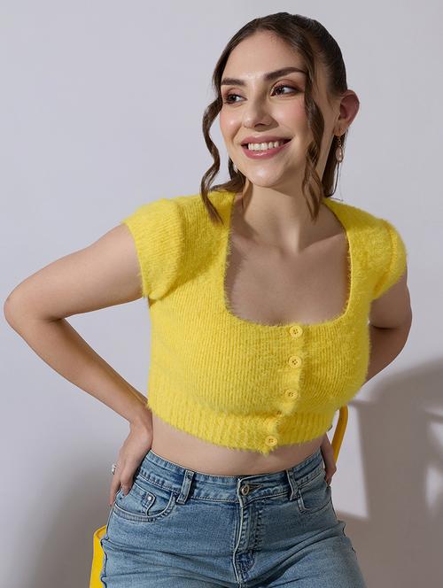 women solid short sleeve crop top - 22321909 - Very Small Image - 1