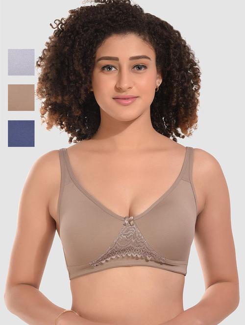 women pack of 3 solid non wired bra - 22326675 - Very Small Image - 1
