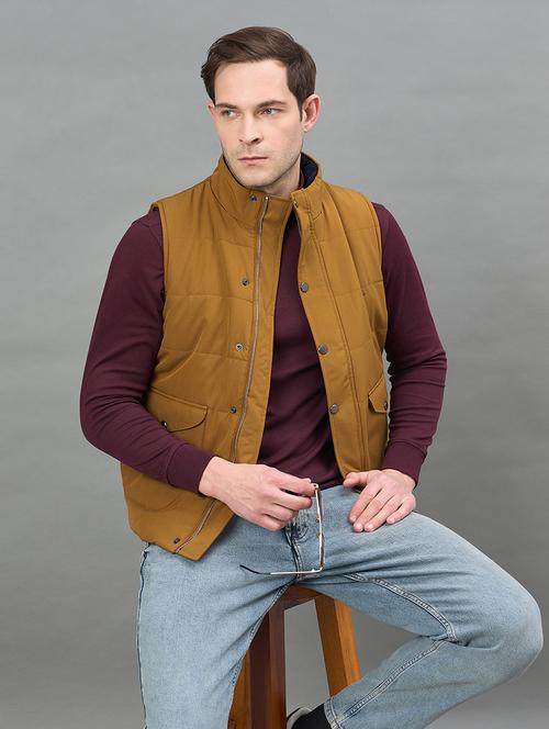 Men Solid Sleeveless Bomber Jacket - 22336172 - Very Small Image - 1