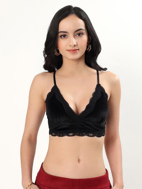 Women Solid Lightly Padded Lace Bralette - 22338086 - Very Small Image - 1