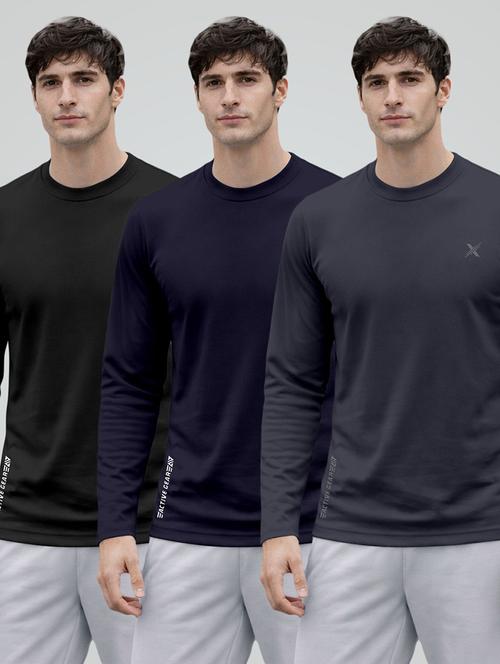 men pack of 3 solid long sleeve sports t-shirt - 22354812 - Very Small Image - 1