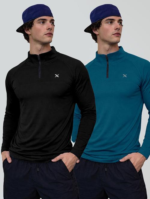 men pack of 2 solid long sleeve sports t-shirt - 22355730 - Very Small Image - 1