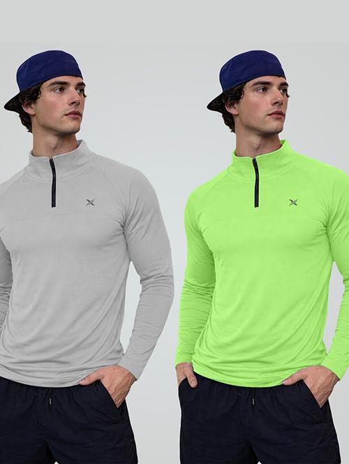 men pack of 2 solid long sleeve sports t-shirt - 22355738 - Very Small Image - 1