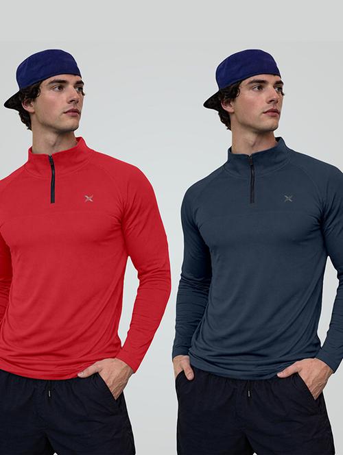 men pack of 2 solid long sleeve sports t-shirt - 22355747 - Very Small Image - 1