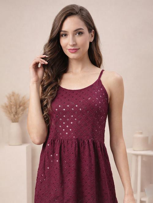 women embellished shoulder strap flared kurti - 22357976 - Very Small Image - 1