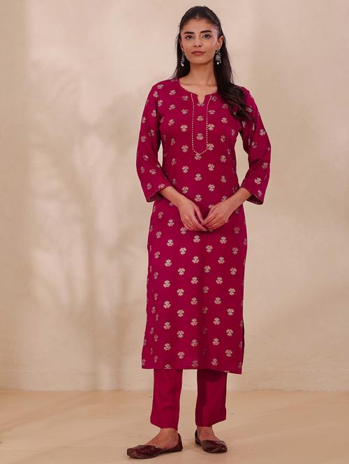 women printed three quarter sleeve straight kurta - 22358082 - Very Small Image - 1