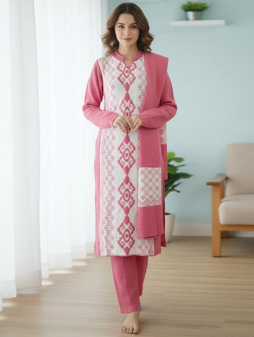 Women Self Design Long Sleeve Kurta Pant With Dupatta Set - 22361903 - Very Small Image - 1