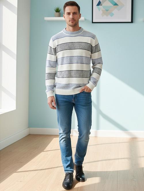 men striped long sleeve regular fit pullover - 22361910 - Very Small Image - 1