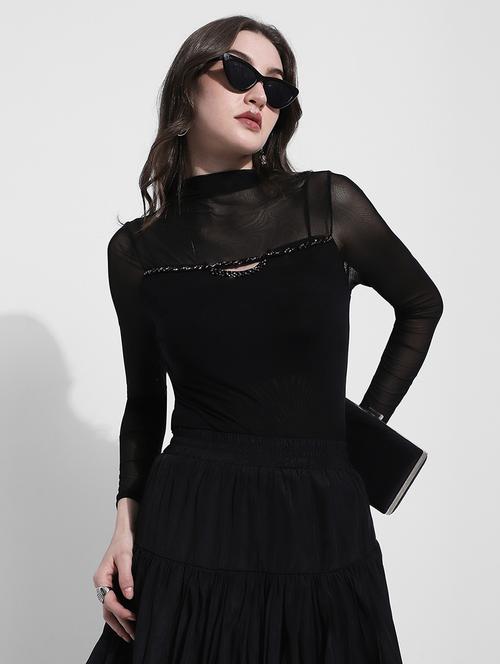 women solid long sleeve straight top - 22363421 - Very Small Image - 1