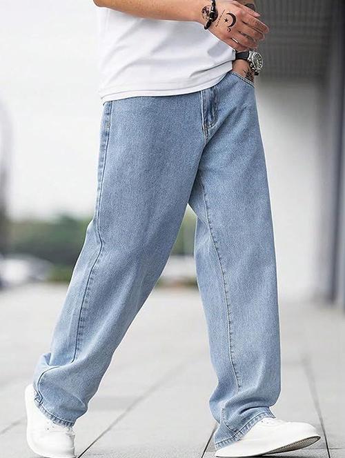 men solid mid rise baggy jeans - 22376435 - Very Small Image - 1