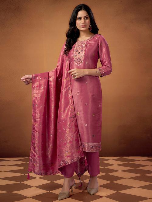 women printed three quarter sleeve kurta pant with dupatta set - 22379785 - Very Small Image - 1