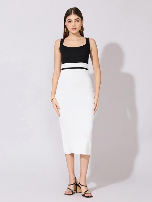 Women Color Blocked Sleeveless Bodycon Dress - 22396122 - Very Small Image - 1