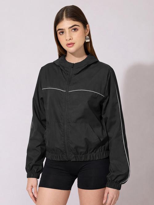 women solid long sleeve hooded jacket - 22396169 - Very Small Image - 1
