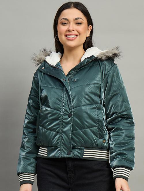 women long sleeve hooded puffer jacket - 22448099 - Very Small Image - 1