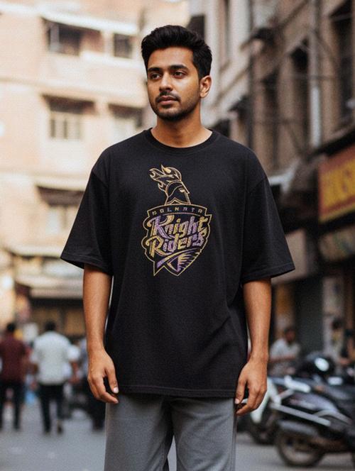 men kolkata knight riders printed short sleeve oversized t-shirt - 22449766 - Very Small Image - 1