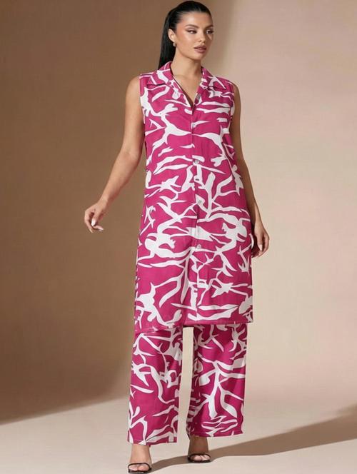 women printed sleeveless ethnic co-ord set - 22451991 - Very Small Image - 1