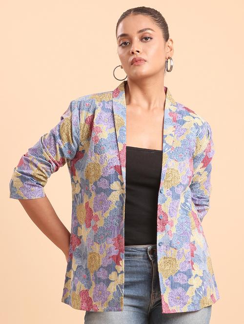 women multi floral  cotton jacket - 22461016 - Very Small Image - 1