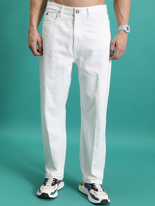 Men White Cotton Jean - 22462870 - Very Small Image - 1
