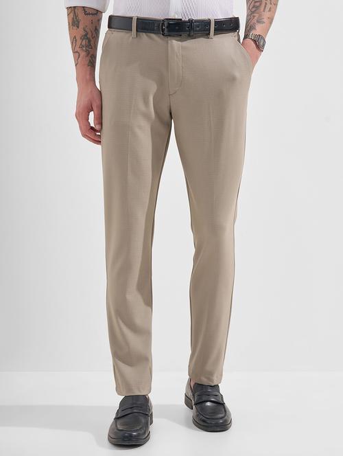 men beige polyester chinos casual trouser - 22471334 - Very Small Image - 1