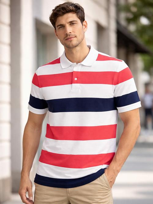 men multi colored cotton blend color block t-shirt - 22471565 - Very Small Image - 1