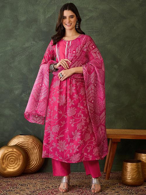 women printed three quarter sleeve kurta pant with dupatta set - 22481752 - Very Small Image - 1