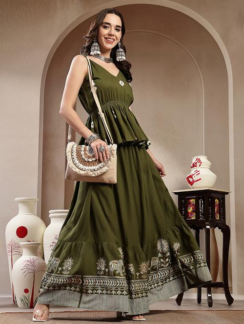 Women Printed Sleeveless Top And Skirt Set - 22512972 - Very Small Image - 1