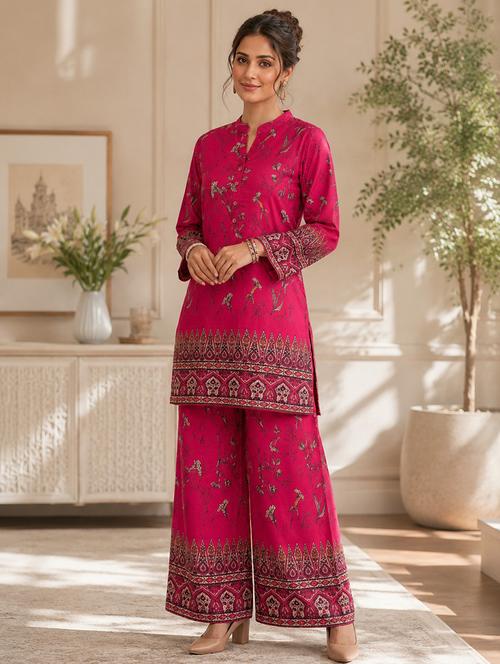 women printed long sleeve ethnic co-ord set - 22527392 - Very Small Image - 1