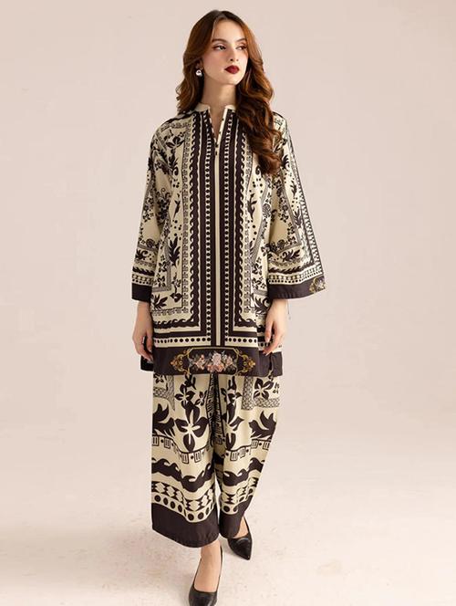 women printed long sleeve ethnic co-ord set - 22540018 - Very Small Image - 1