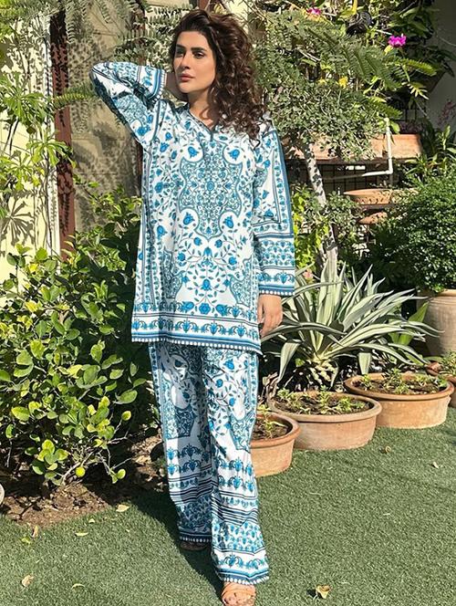 women printed long sleeve ethnic co-ord set - 22540019 - Very Small Image - 1
