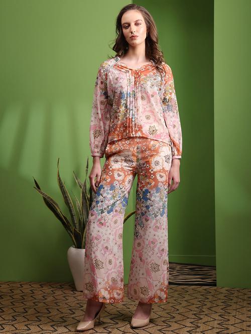 women printed long sleeves top and palazzo co-ord set - 22553753 - Very Small Image - 1