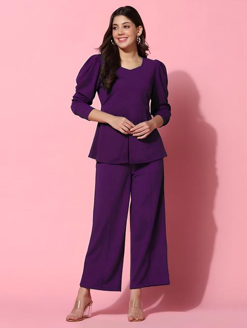 purple polyester top and trouser set coord - 22564772 - Very Small Image - 1