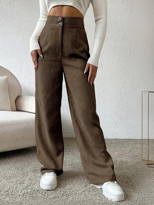 women self design high rise wide leg trouser - 22571083 - Very Small Image - 1