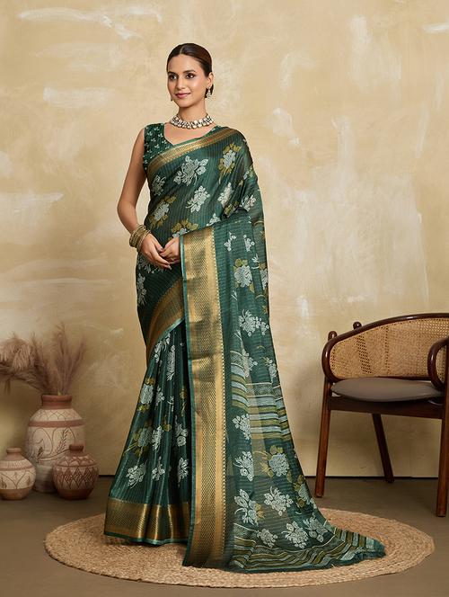 women floral printed saree with blouse - 22592606 - Very Small Image - 1