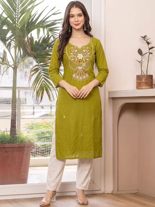 Wwomen Embroidered Sweatheart Neck Straight Kurta - 22665470 - Very Small Image - 1