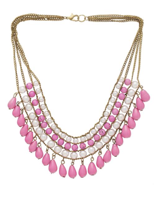 elegant pink & white layered necklace - 24052 - Very Small Image - 1