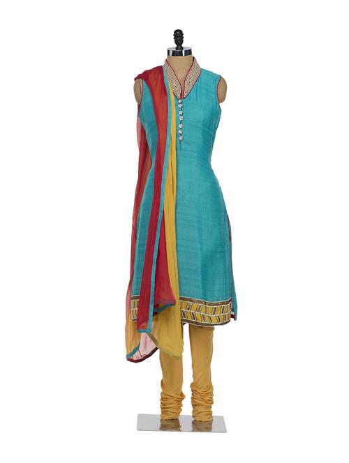 embellished blue-yellow suit - 29247 - Very Small Image - 1