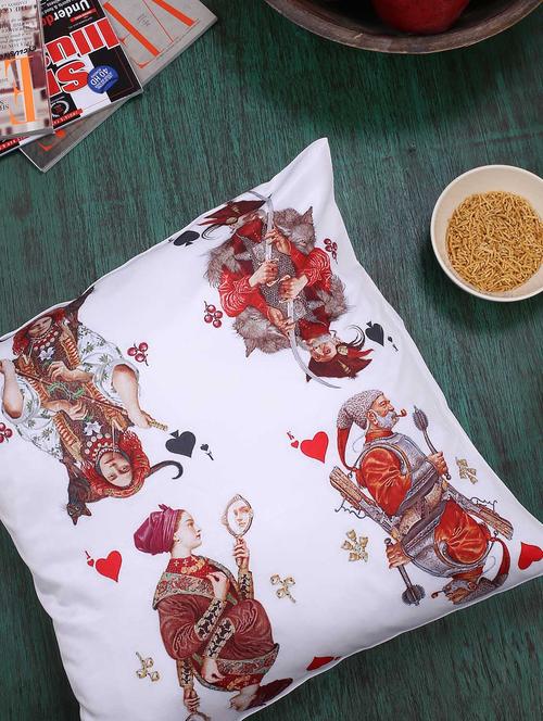 4 playing card Cushion Covers Digitally Printed in white - 35180 - Very Small Image - 1