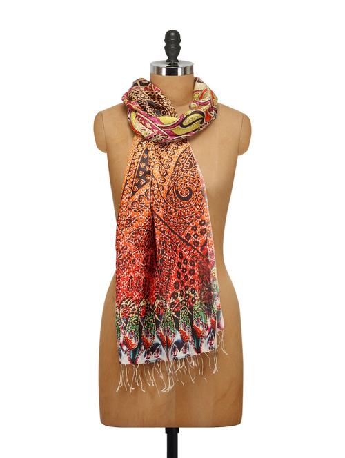 digitally printed modal scarf in multi hues - 36817 - Very Small Image - 1