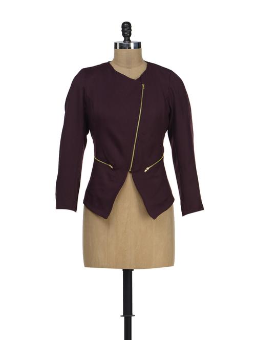 wine zippered jacket - 40343 - Very Small Image - 1