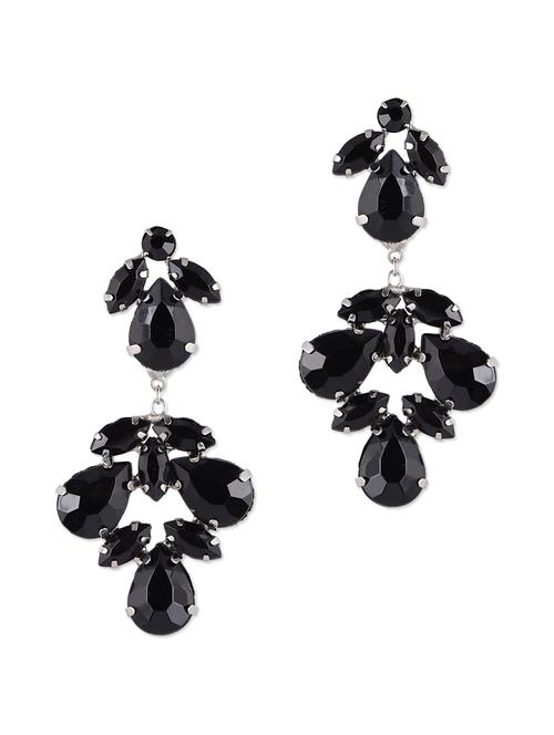black stone chandelier earrings - 40485 - Very Small Image - 1