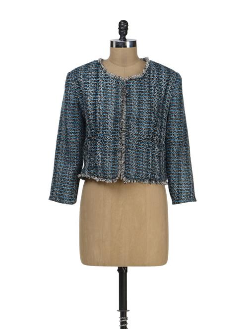 Blue Raw Edge Short Jacket - 40771 - Very Small Image - 1