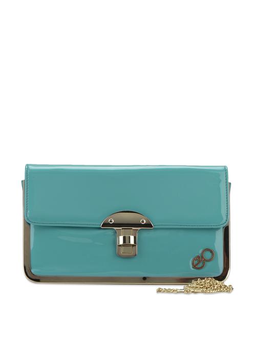 Green Patent Sling Bag with Metal Details - 46294 - Very Small Image - 1