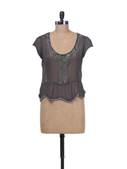 Embellished Grey Top - 46731 - Very Small Image - 1