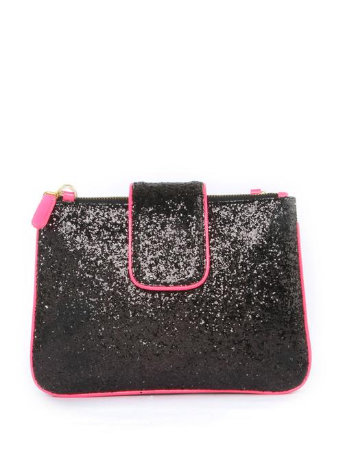Black Sequin Clutch with Pink Piping - 47844 - Very Small Image - 1