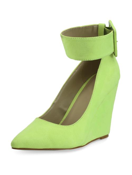 going green ankle strap neon wedge pumps - 53015 - Very Small Image - 1