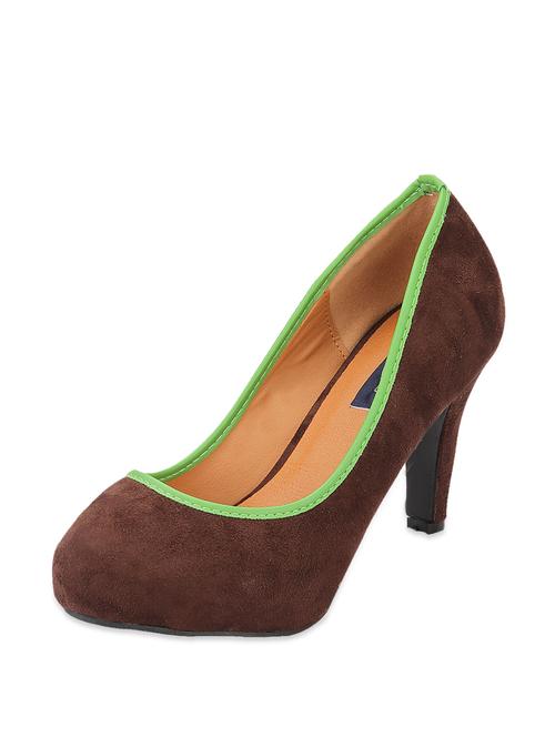 brown heels with neon piping - 53108 - Very Small Image - 1