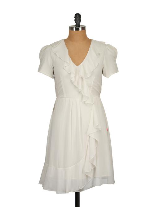 white ruffled dress - 53996 - Very Small Image - 1