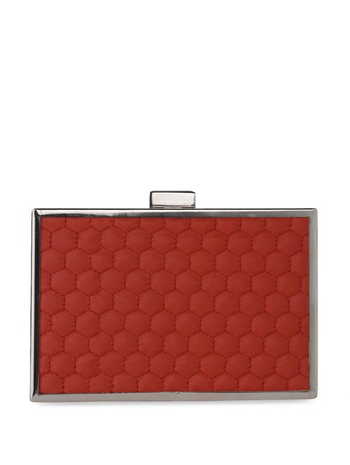 Red Honeycomb Texture Box Clutch - 54106 - Very Small Image - 1