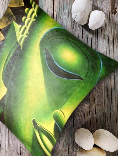 buddha print green digital cushion cover - 54446 - Very Small Image - 1
