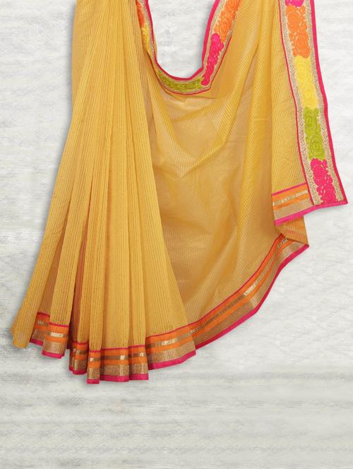Elegant Yellow Chandheri Saree - 54851 - Very Small Image - 1